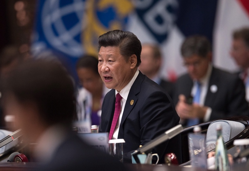 Китайският президент Си Цзинпин произнася встъпителна реч при откриването на форума на Г-20 на 4 септември