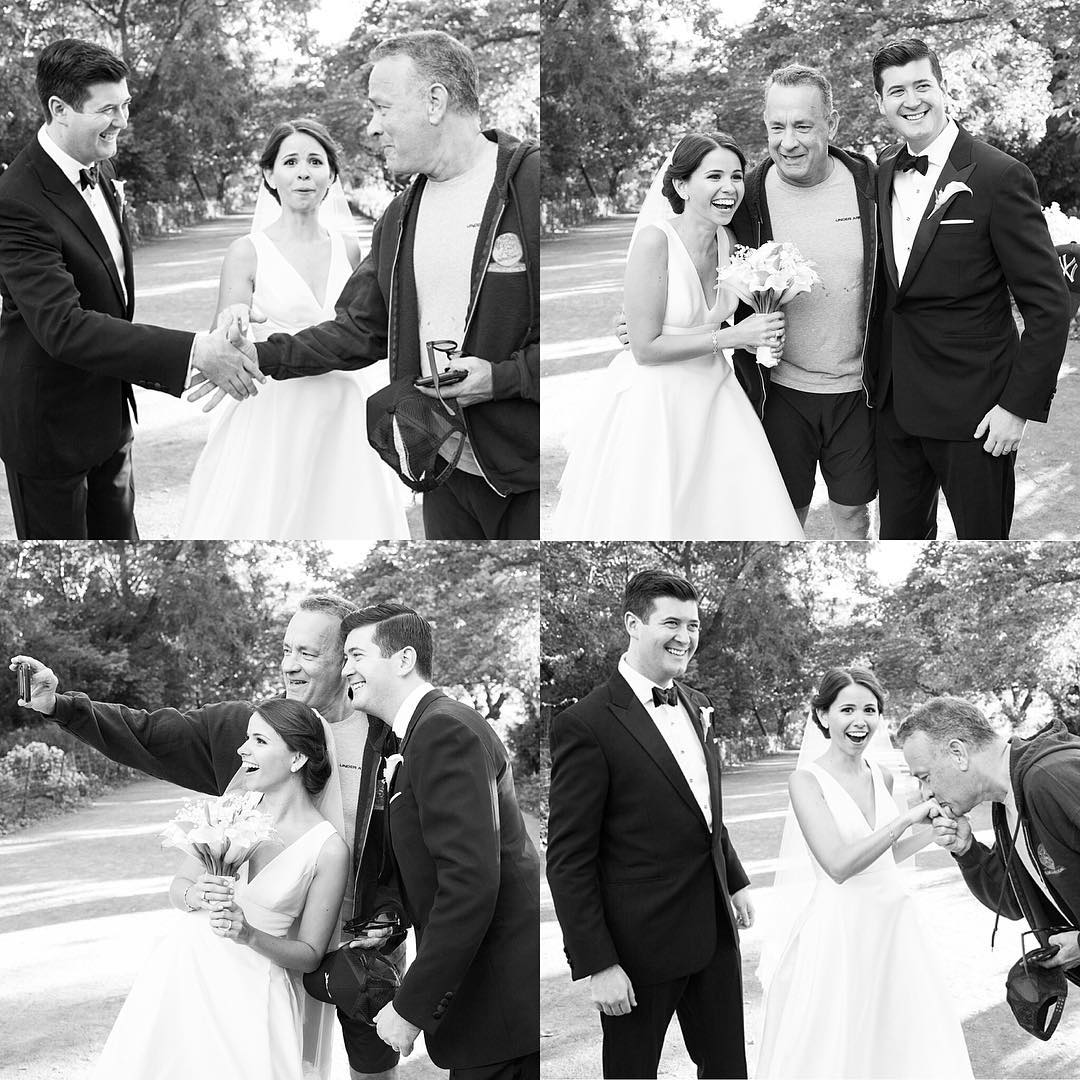 Том Ханкс се снима с младоженци в Сентрал Парк
