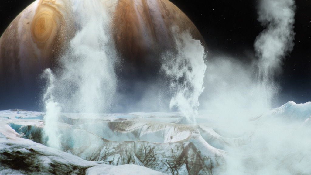 На луната Европа има гейзери, изпускащи струи от водна пара