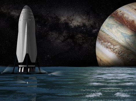 Корабът на SpaceX на луната на Юпитер - Европа