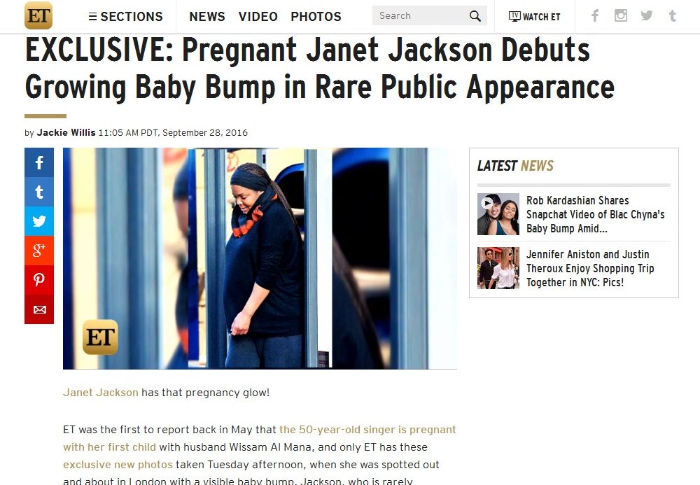 ET пусна ексклузивни кадри на бременната Джанет Джексън