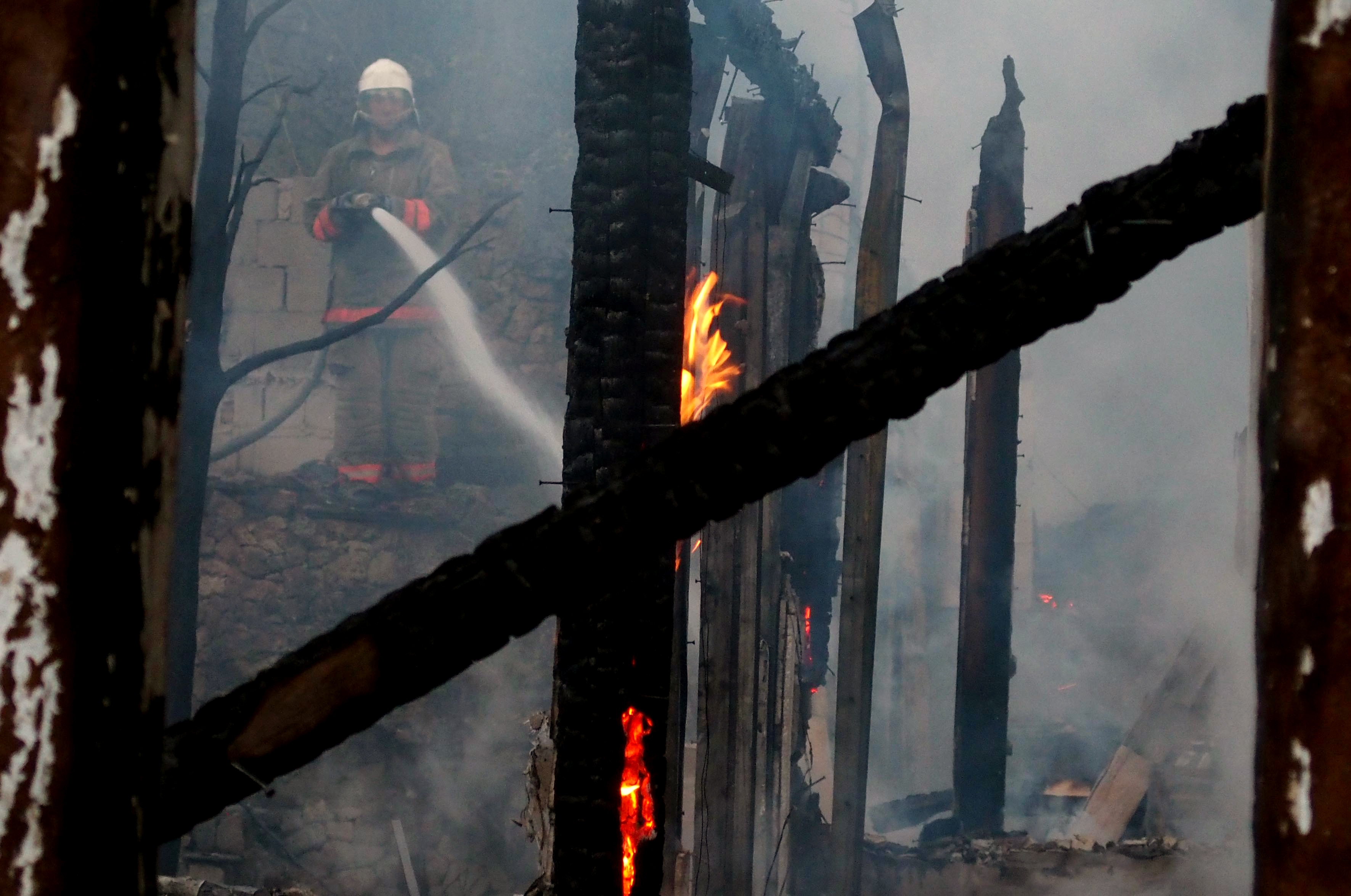 Момент от борбата с пожара в Бачково на 29 септември 2016 г.