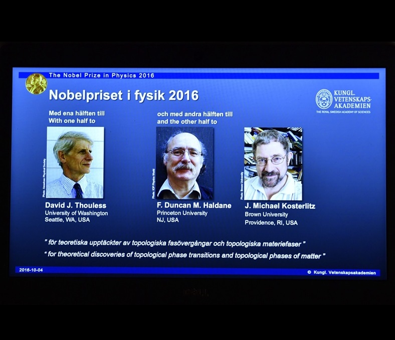 Дейвид Дж. Таулес, Ф. Дънкан М. Холдейн и Джей Майкъл Костерлиц спечелиха Нобеловата награда за физика