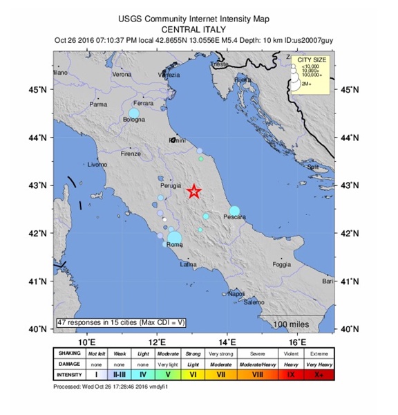 Две силни земетресения са регистрирани в Централна Италия