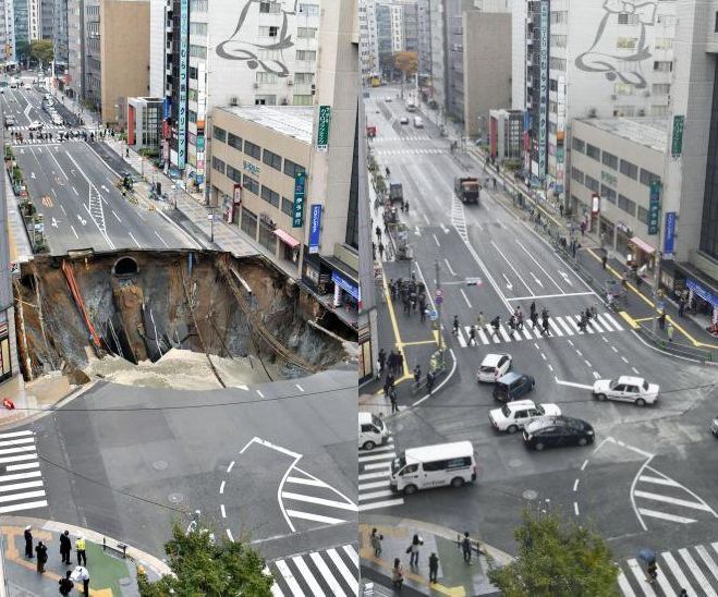 Японци възстановиха пропаднал булевард за 48 часа