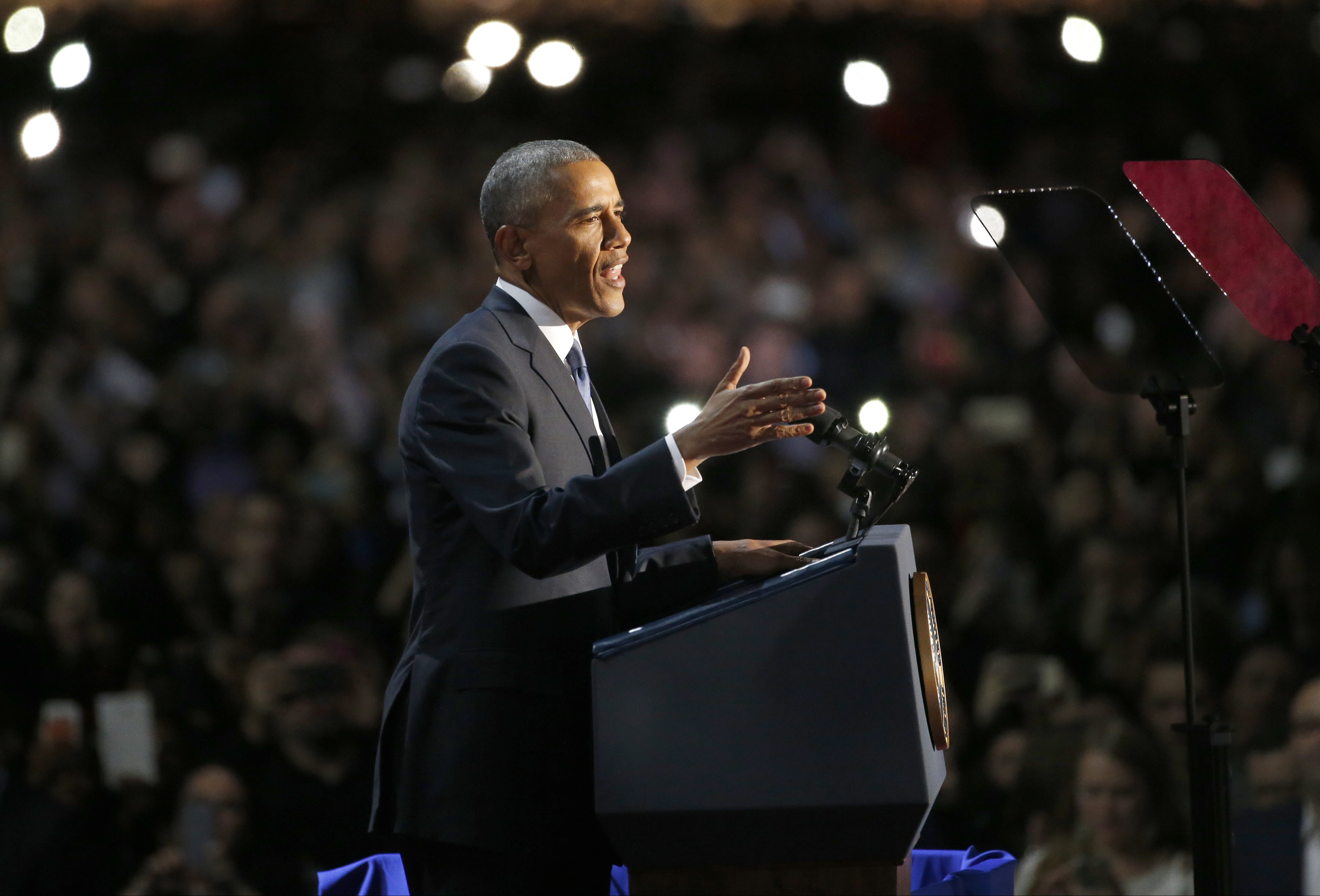 Момент от прощалната реч на Обама в Чикаго