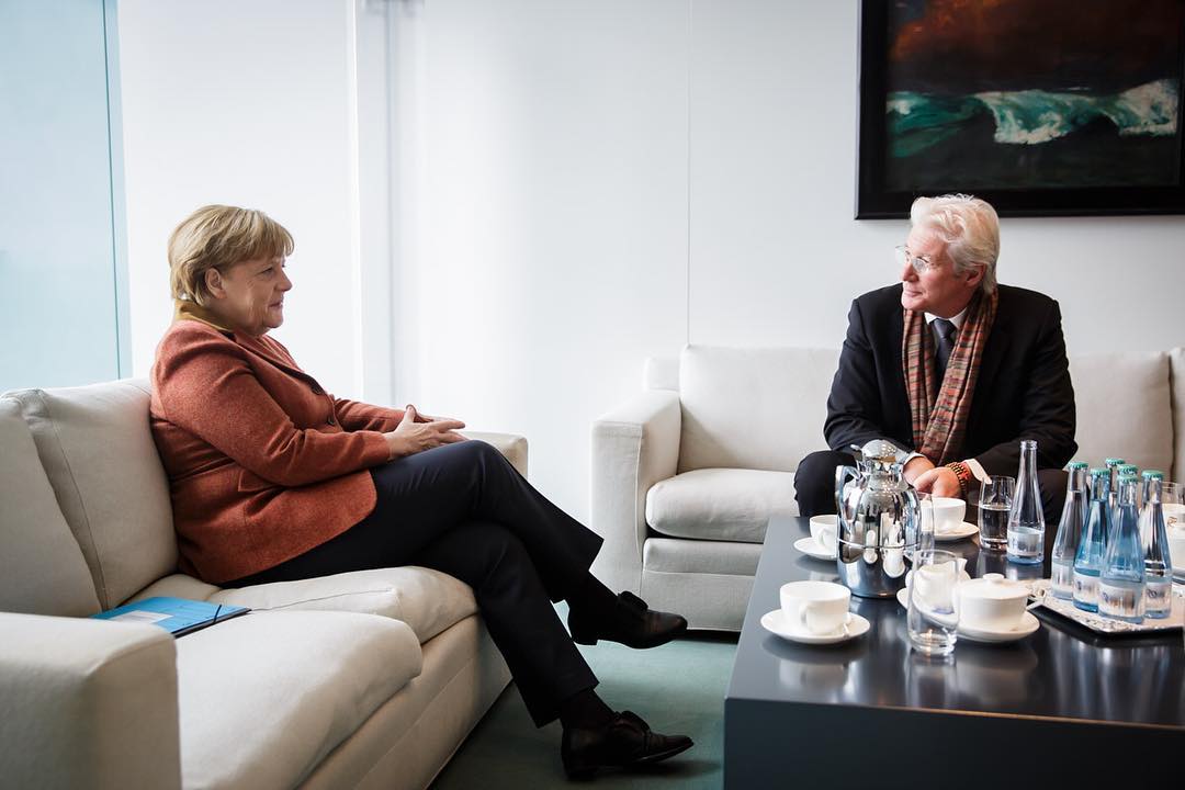 Ричард Гиър на среща с Ангела Меркел