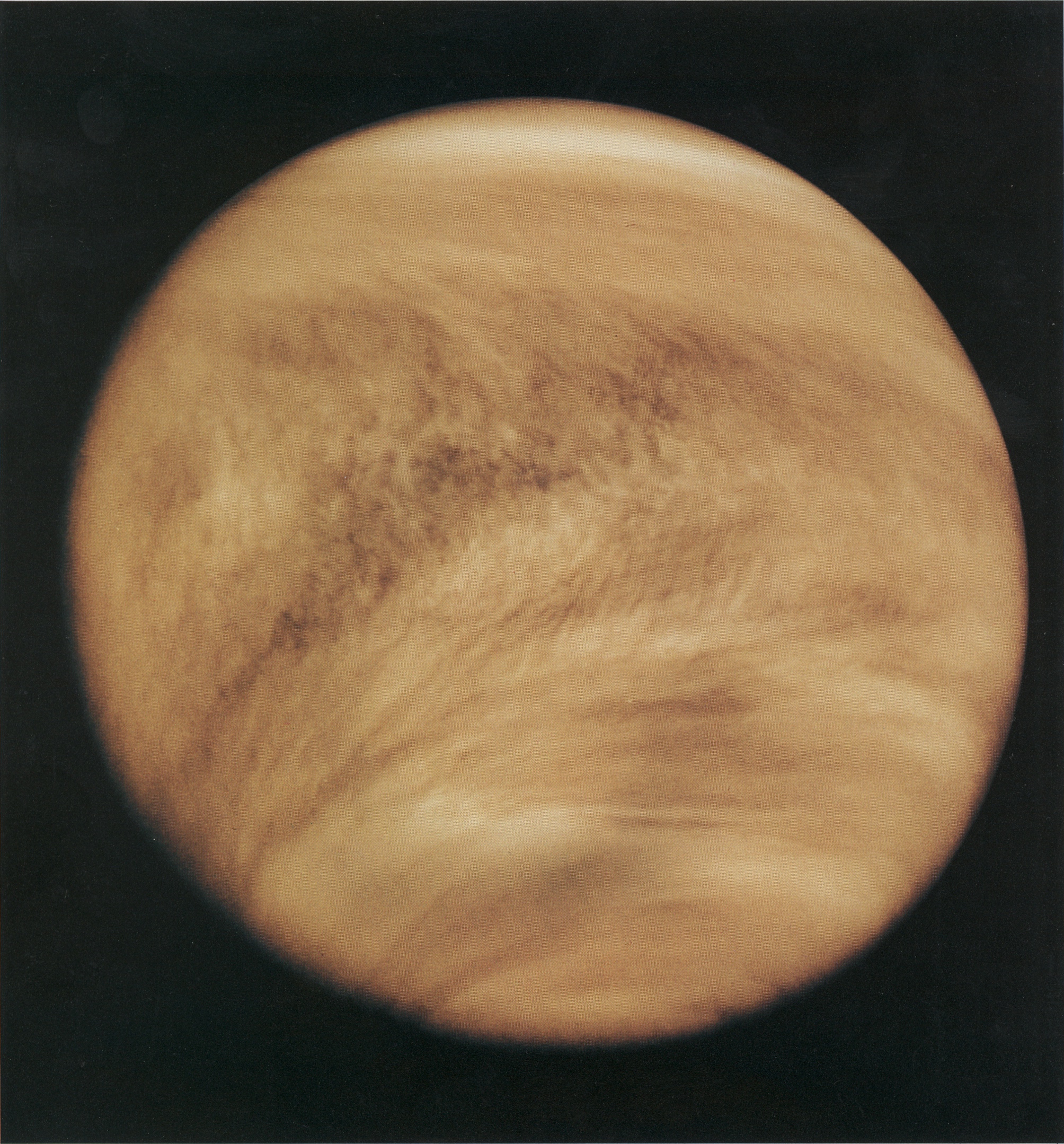Атмосферата на Венера, заснета през 1979 г. от американска сонда ”Пайъниър” (инфрачервена снимка)