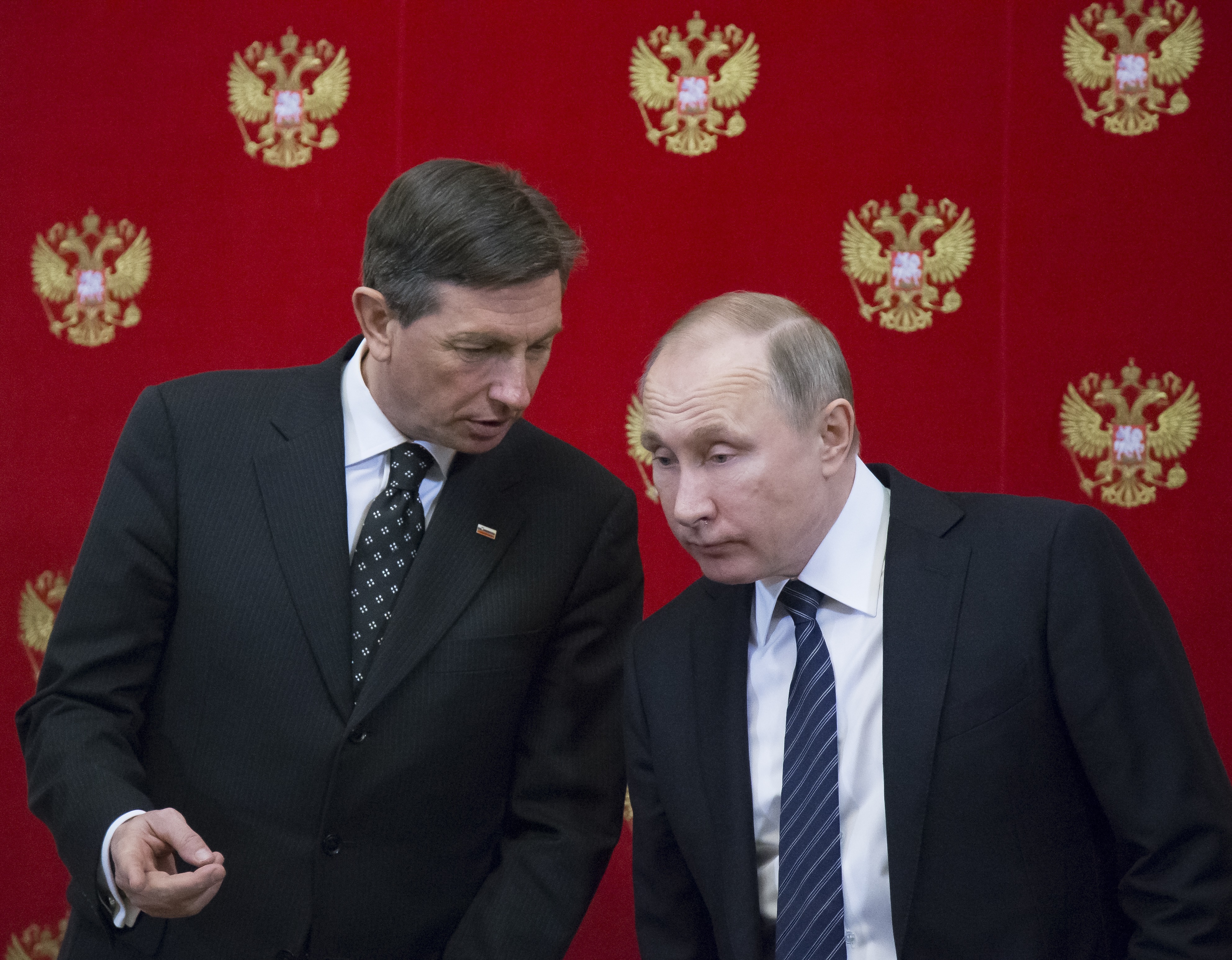 Руският президент Владимир Путин и словенският Борут Пахор след официалната им среща в Москва