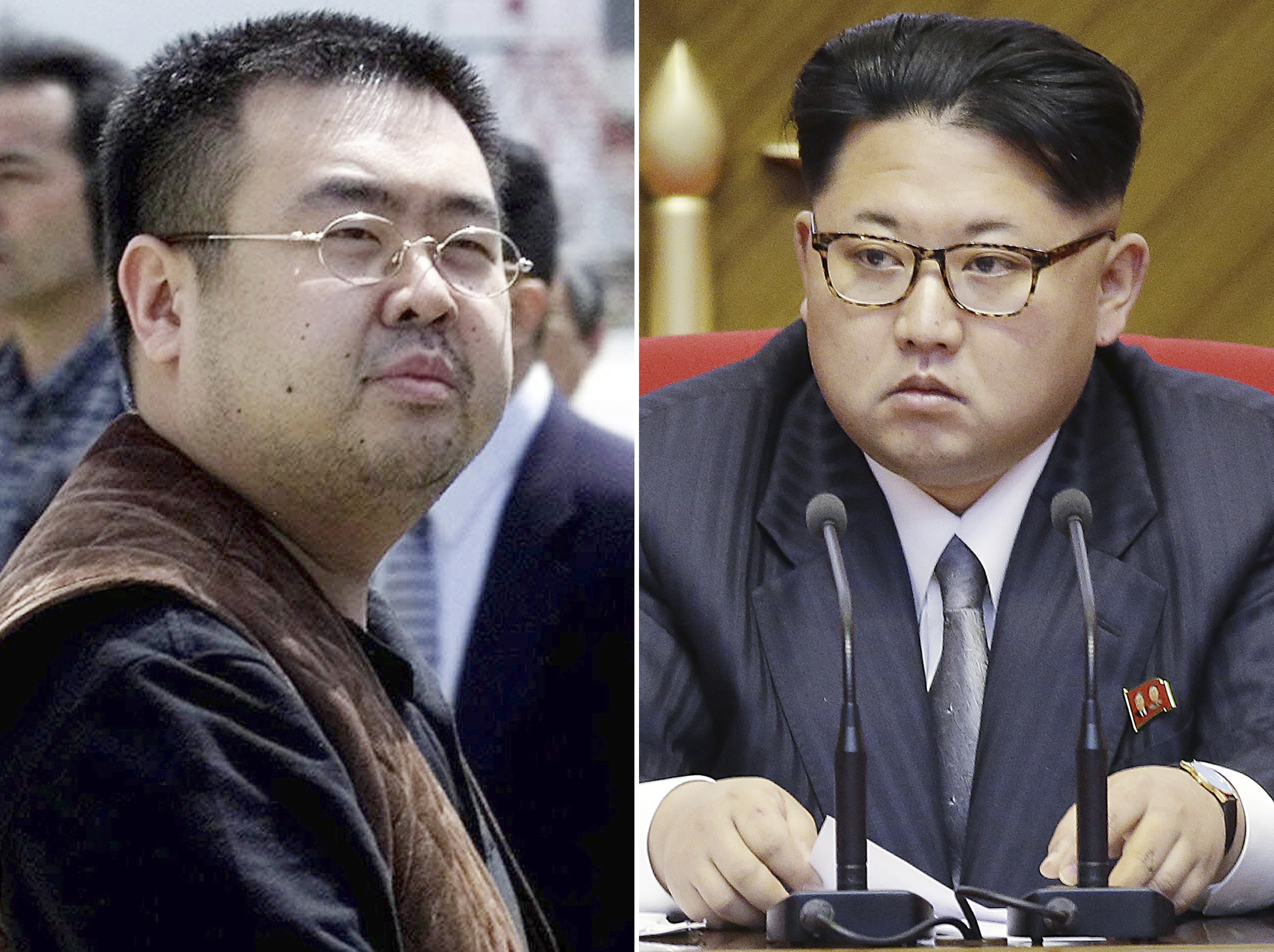 Комбинирана снимка на Ким Чен-нам (вляво) и лидера на Северна Корея Ким Чен-ун