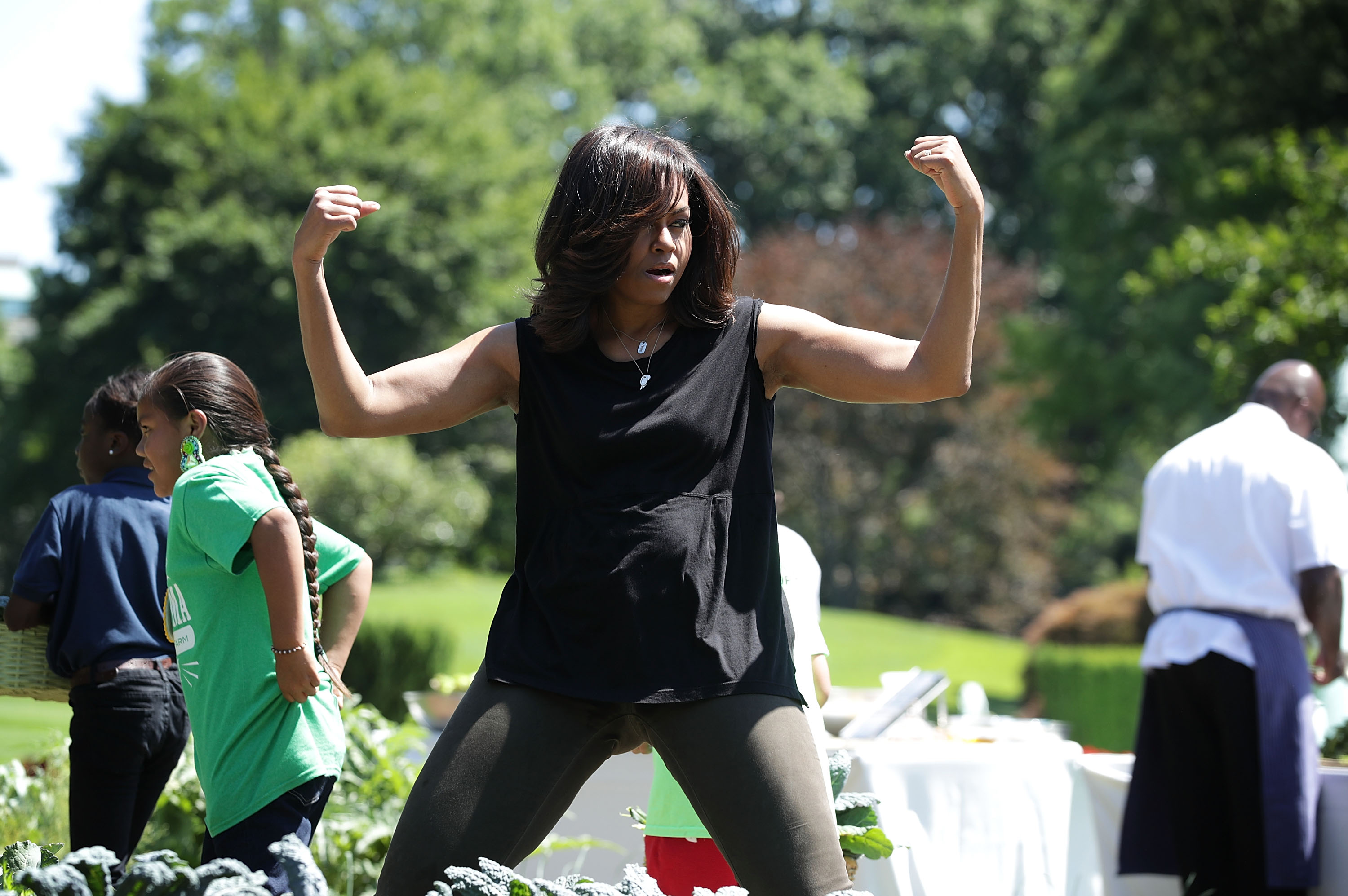 Мишел Обама в градината на Белия дом
