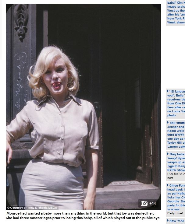Публикуваха снимки на Мерилин Монро, на които изглежда е бременна