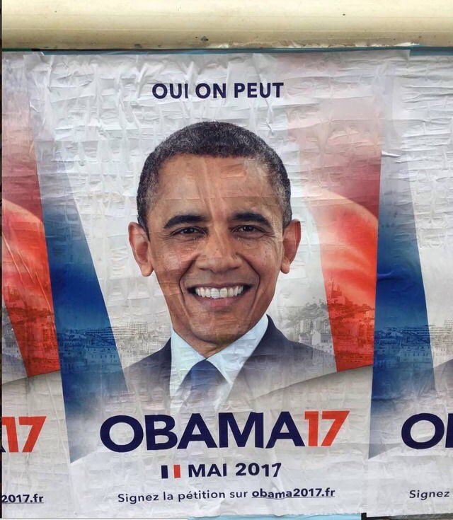 Плакат с Обама, като кандидат за президент на Франция със слоган ”Да, възможно е” (OUI ON PEUT)