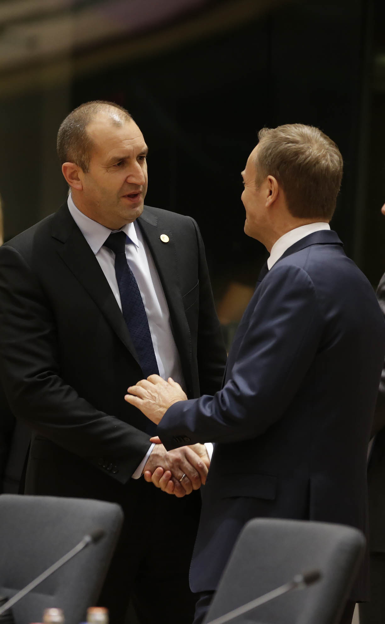 Президентът Румен Радев и председателят на Европейския съвет Доналд Туск по време на среща в Брюксел