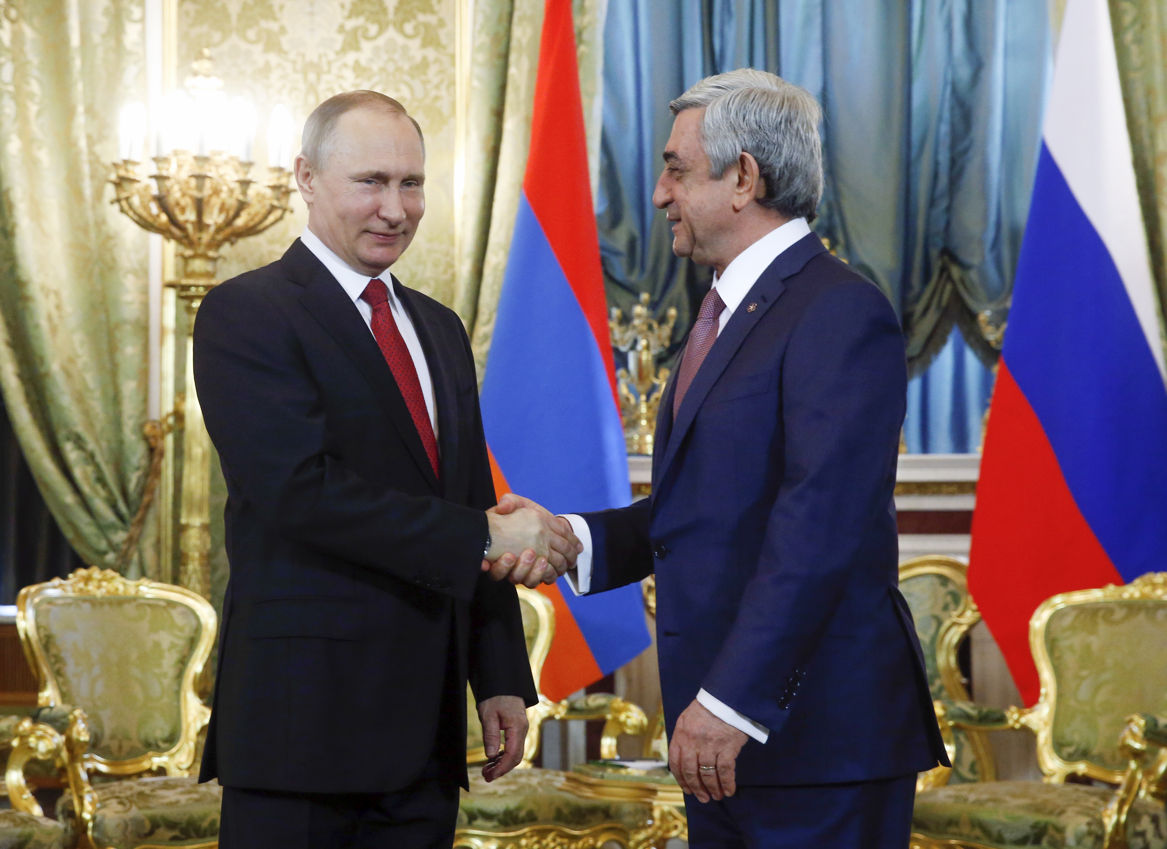 Президентът на Армения Серж Саркисян бе приет вчера в Москва от Владимир Путин