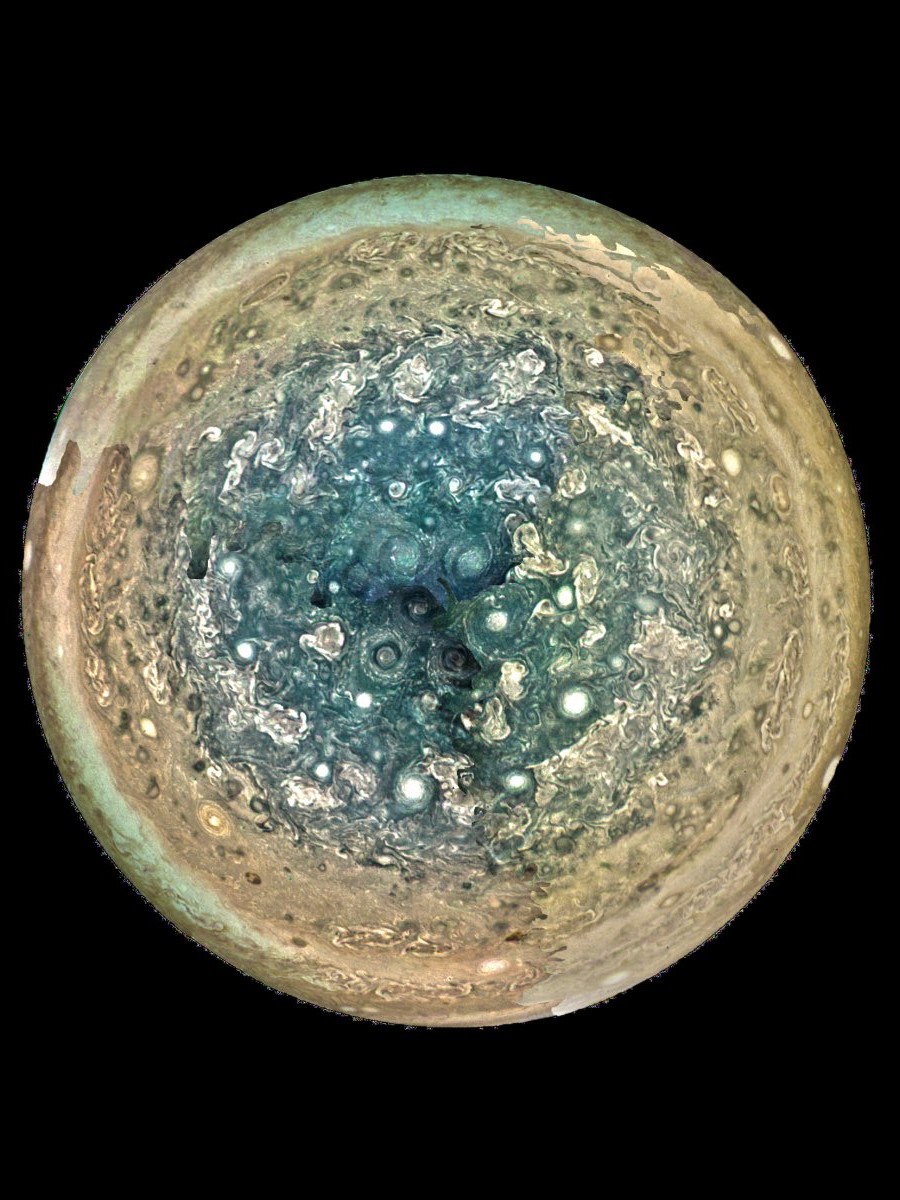 Мозайка от изображения на южния полюс на Юпитер