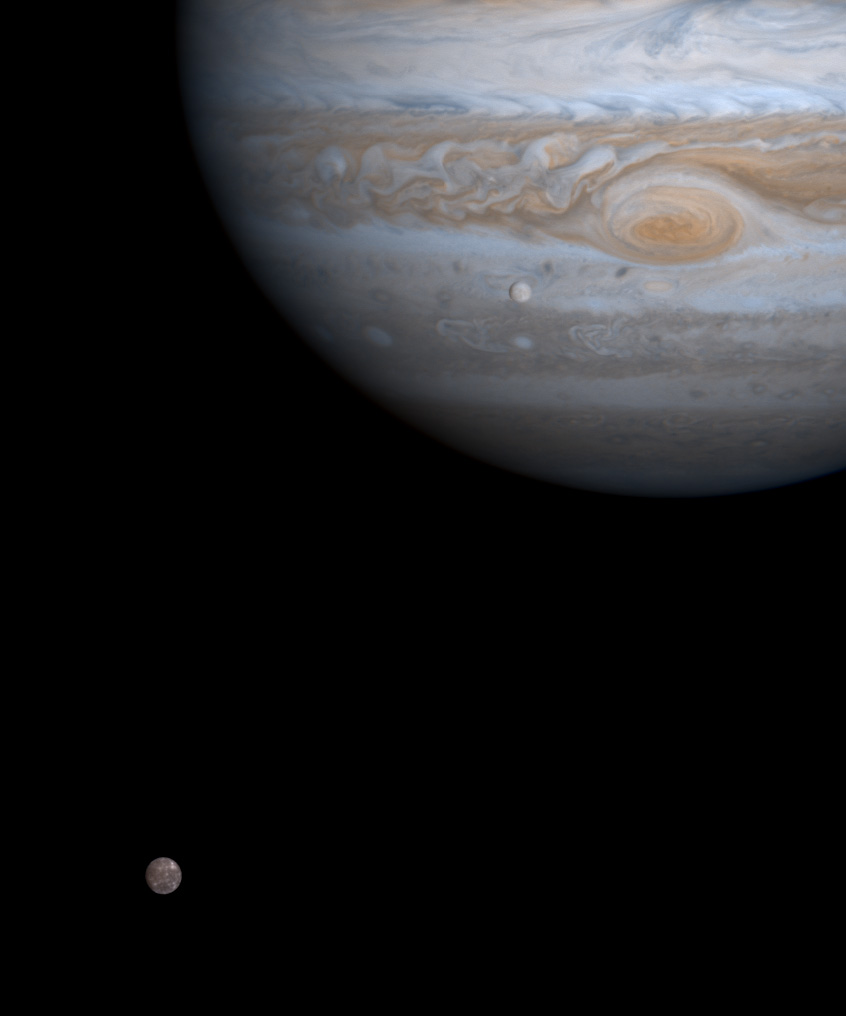 Калисто на фона на Юпитер