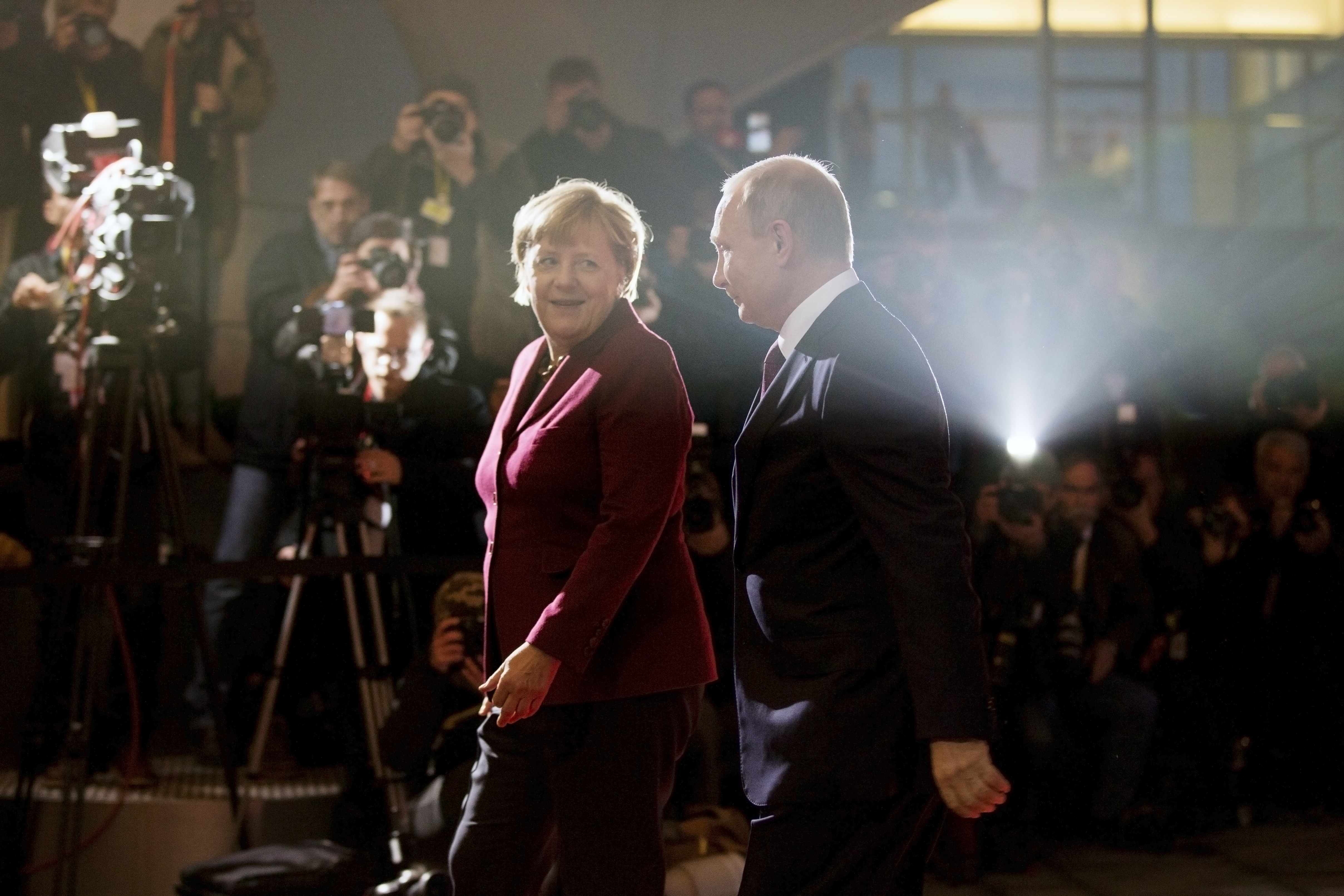 Меркел и Путин по време на посещение на руския президент в Берлин