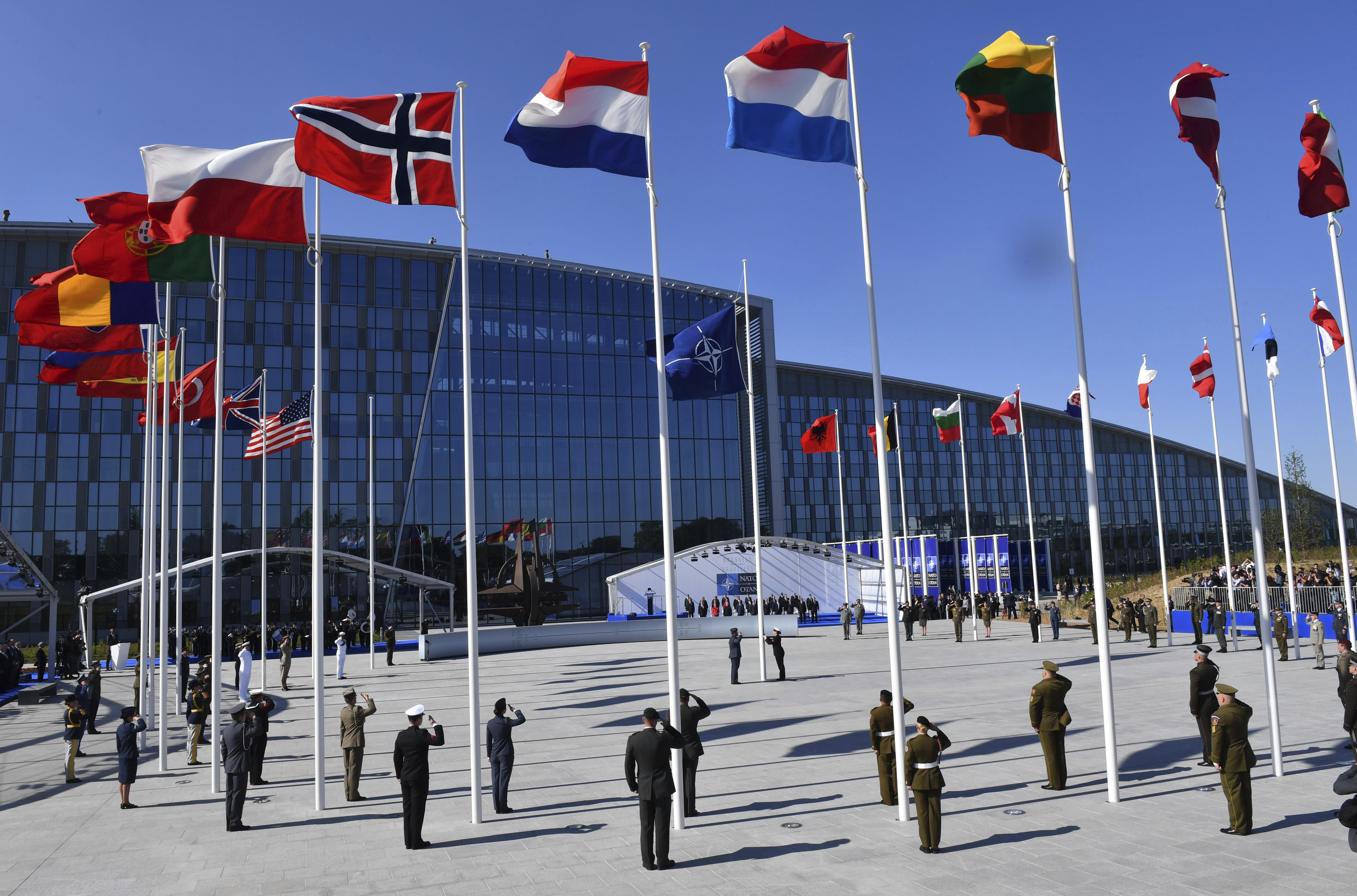 Новата централа на НАТО в Брюксел непосредствено преди предаването й на 25 май 2017