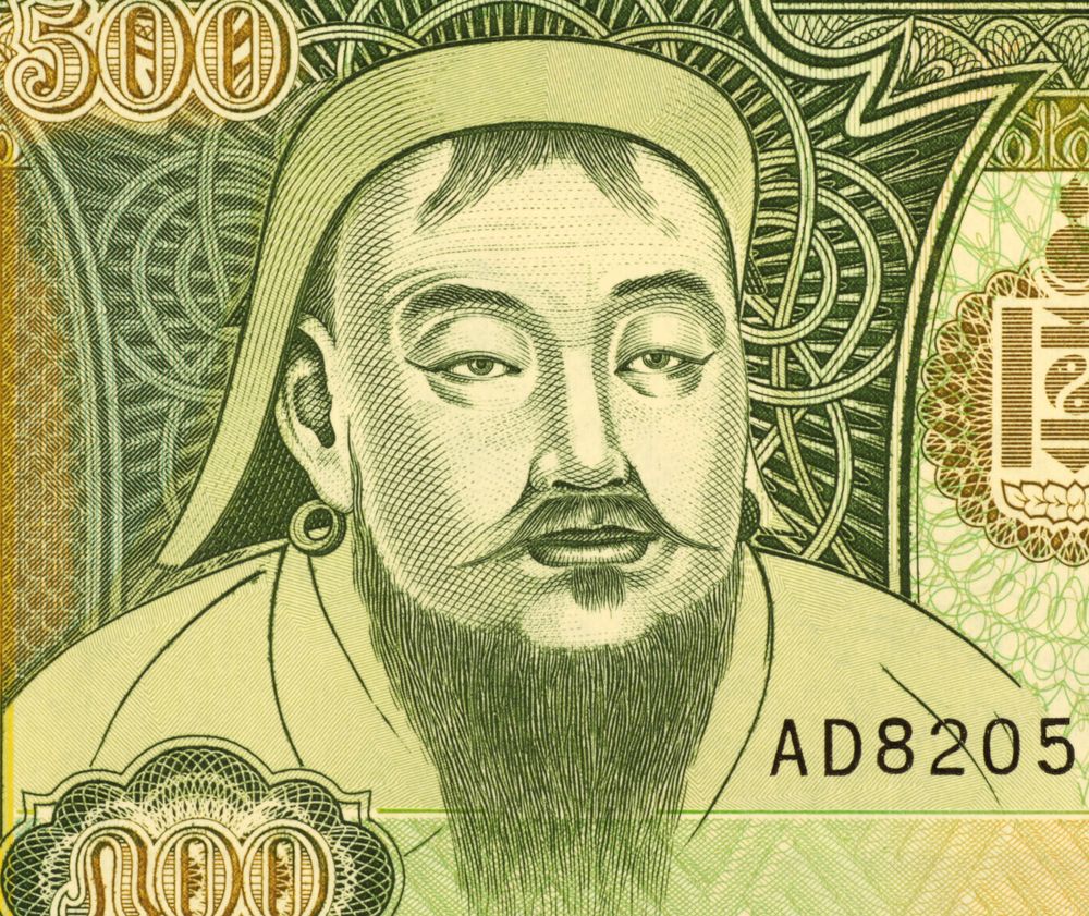 Ликът на Чингис хан е върху банкнотата от 500 монголски тугрици