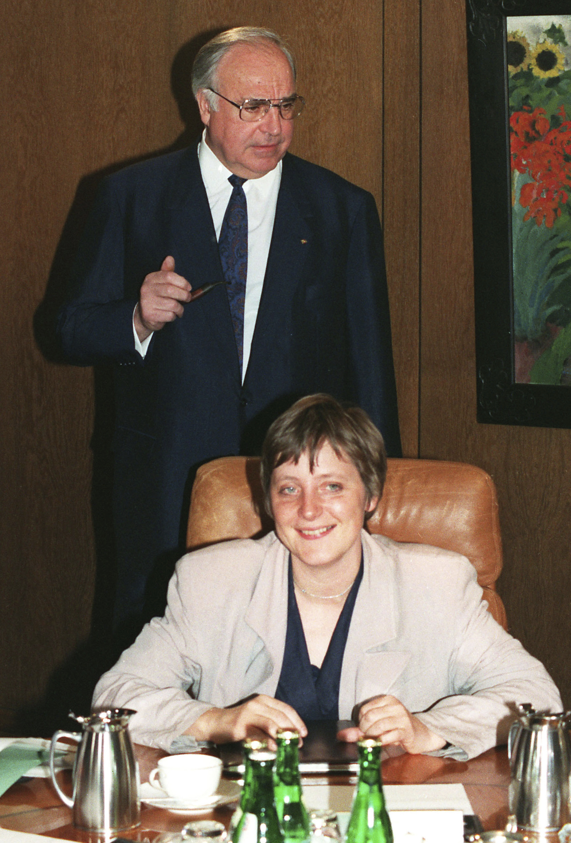 Хелмут Кол и Ангела Меркел през 1991 г.