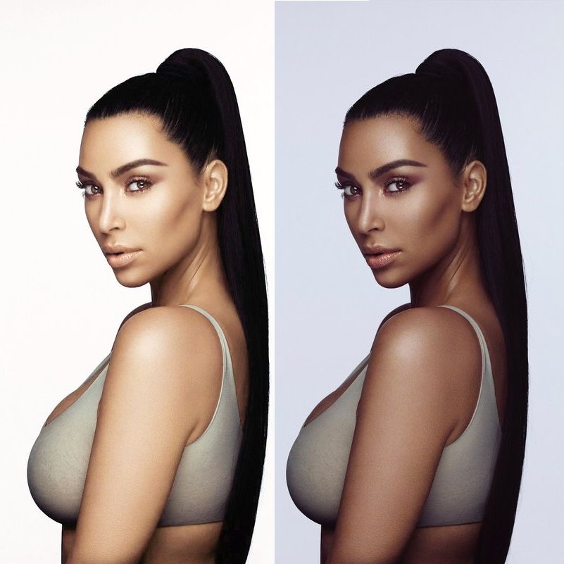 Ким смени цвета на кожата си за реклама