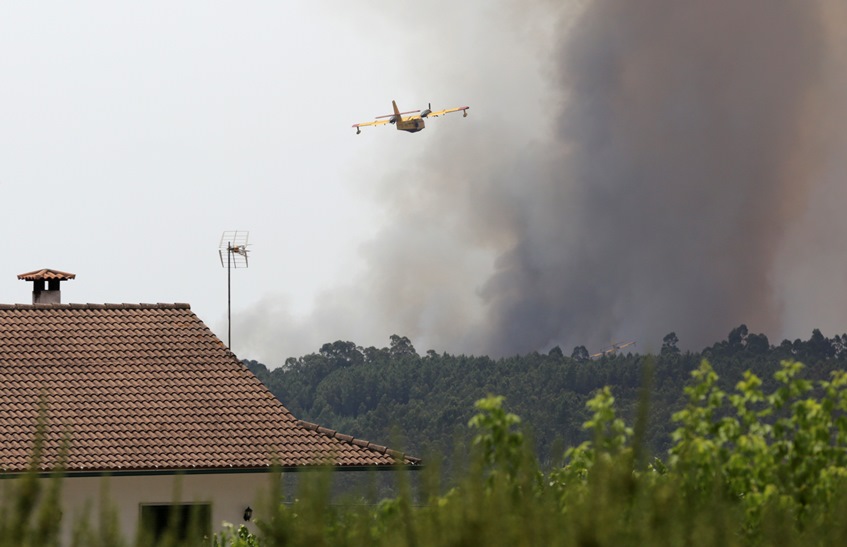 Самолети хвърлят тонове вода над горящите горски масиви в Португалия