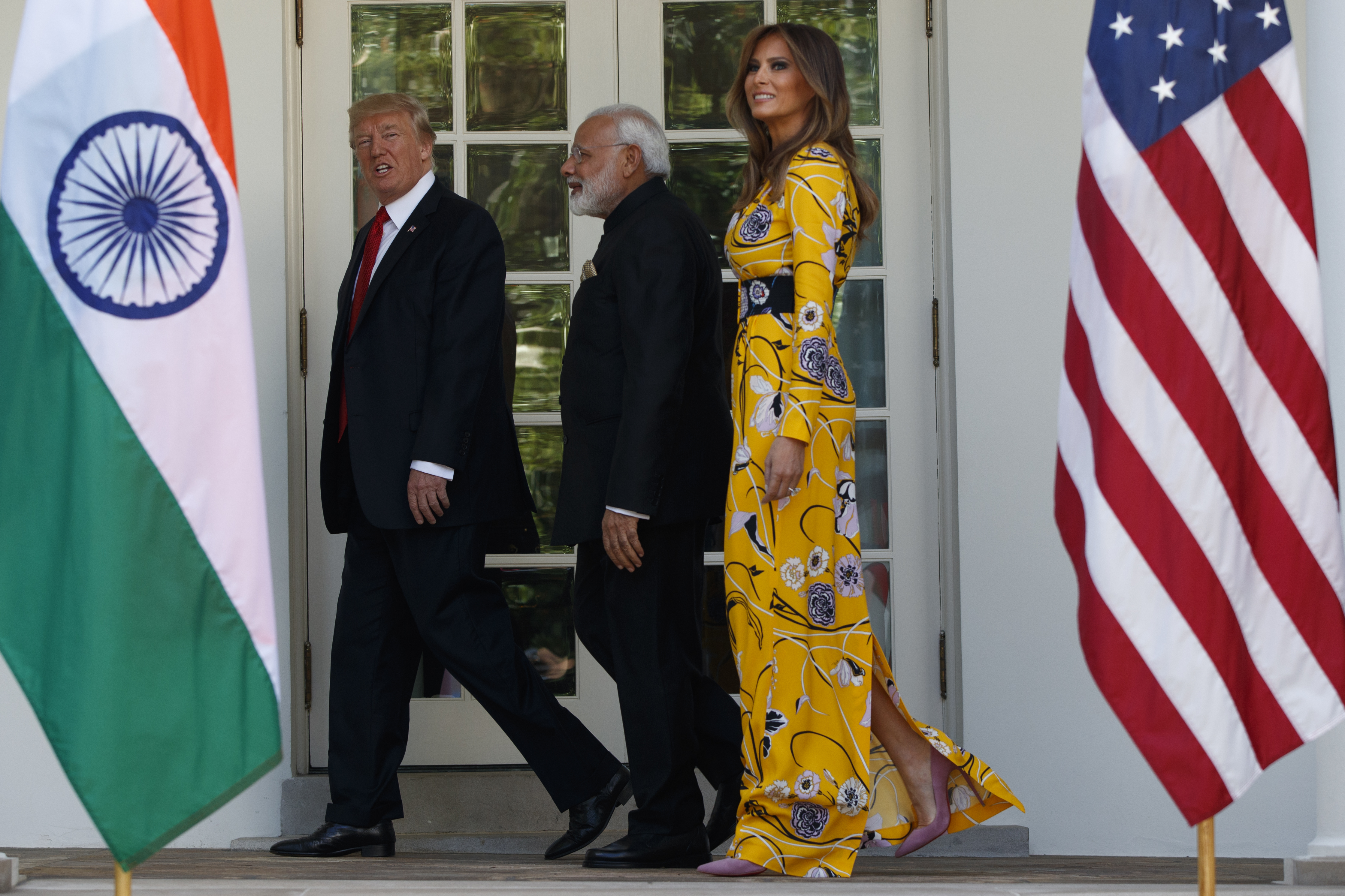 Доналд Тръмп и Мелания Тръмп до премиера на Индия Нарендра Моди