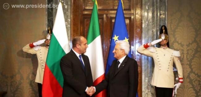 Президентите на България и Италия Румен Радев и Серджо Матарела