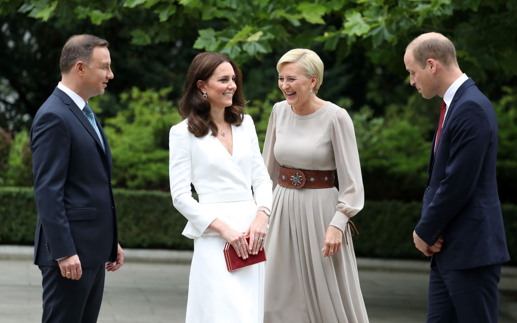 Полският президент Анджей Дуда, съпругата му Агата Дуда, Катрин и принц Уилям