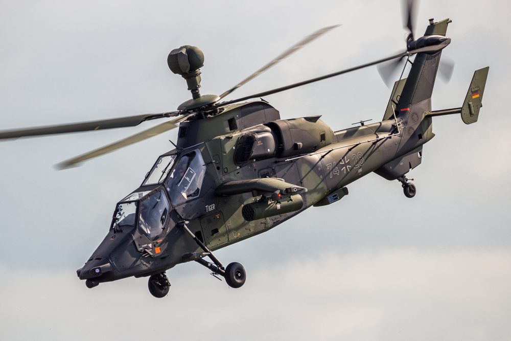 Хеликоптер на германската армия ЕС-665 ”Тайгър”, подобен на катастрофиралия