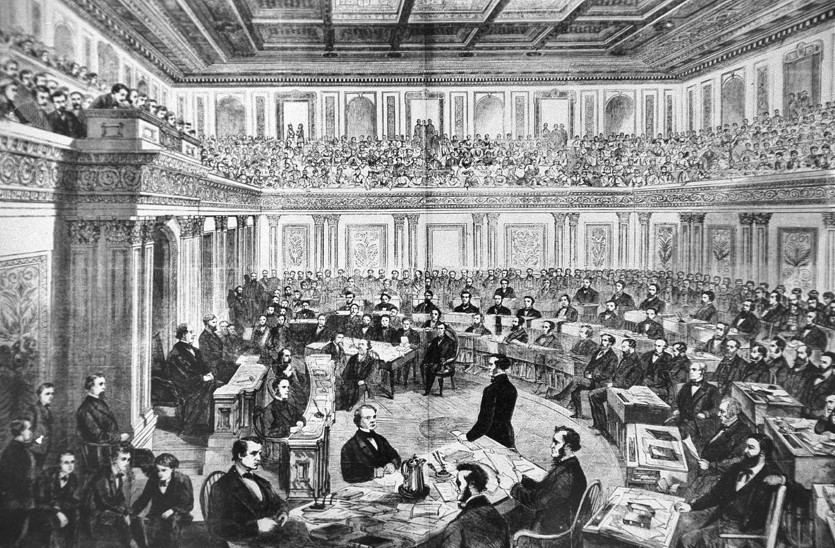 1867 – Президентът Андрю Джонсън предизвиква Конгреса