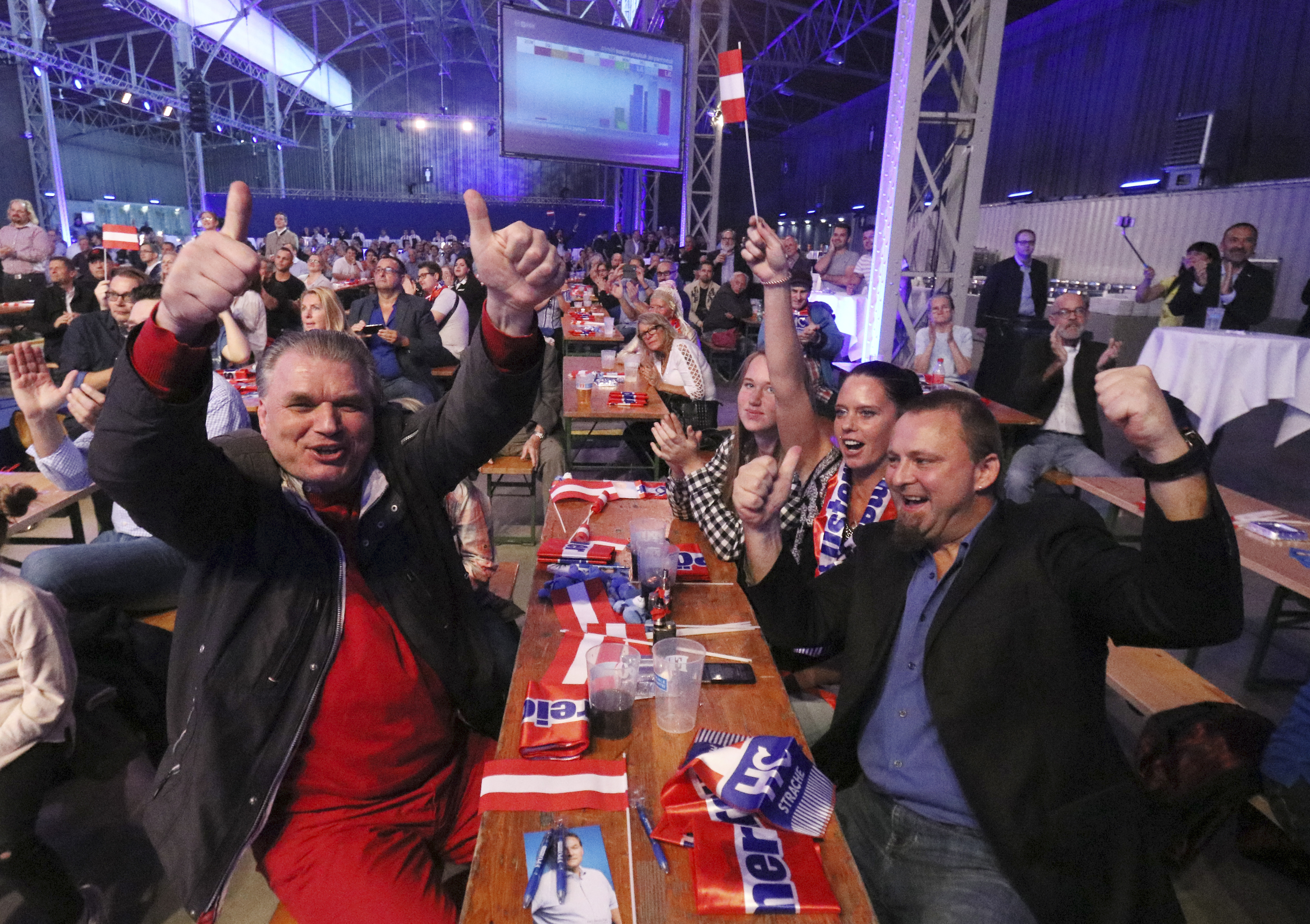 Поддръжници на австрийската партия на свободата ликуват заради високия изборен резултат