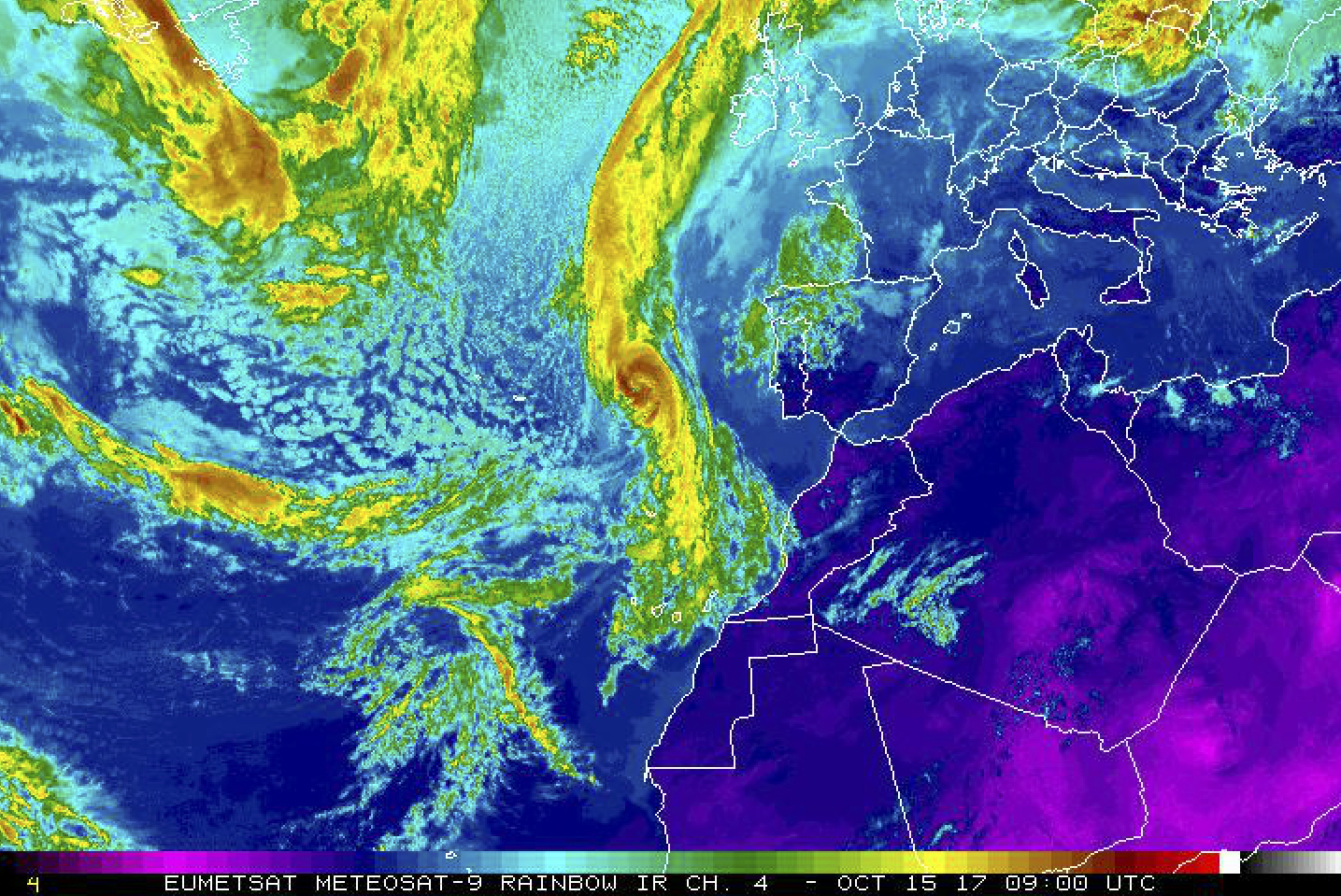 Ураганът Офелия - сателитни снимки от 15 октомври