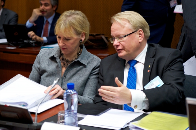 Маргот Валстрьом по време на заседание на Европейския съвет