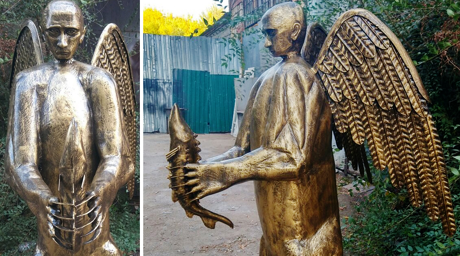 Скулптор изобрази Путин като крилата мечка
