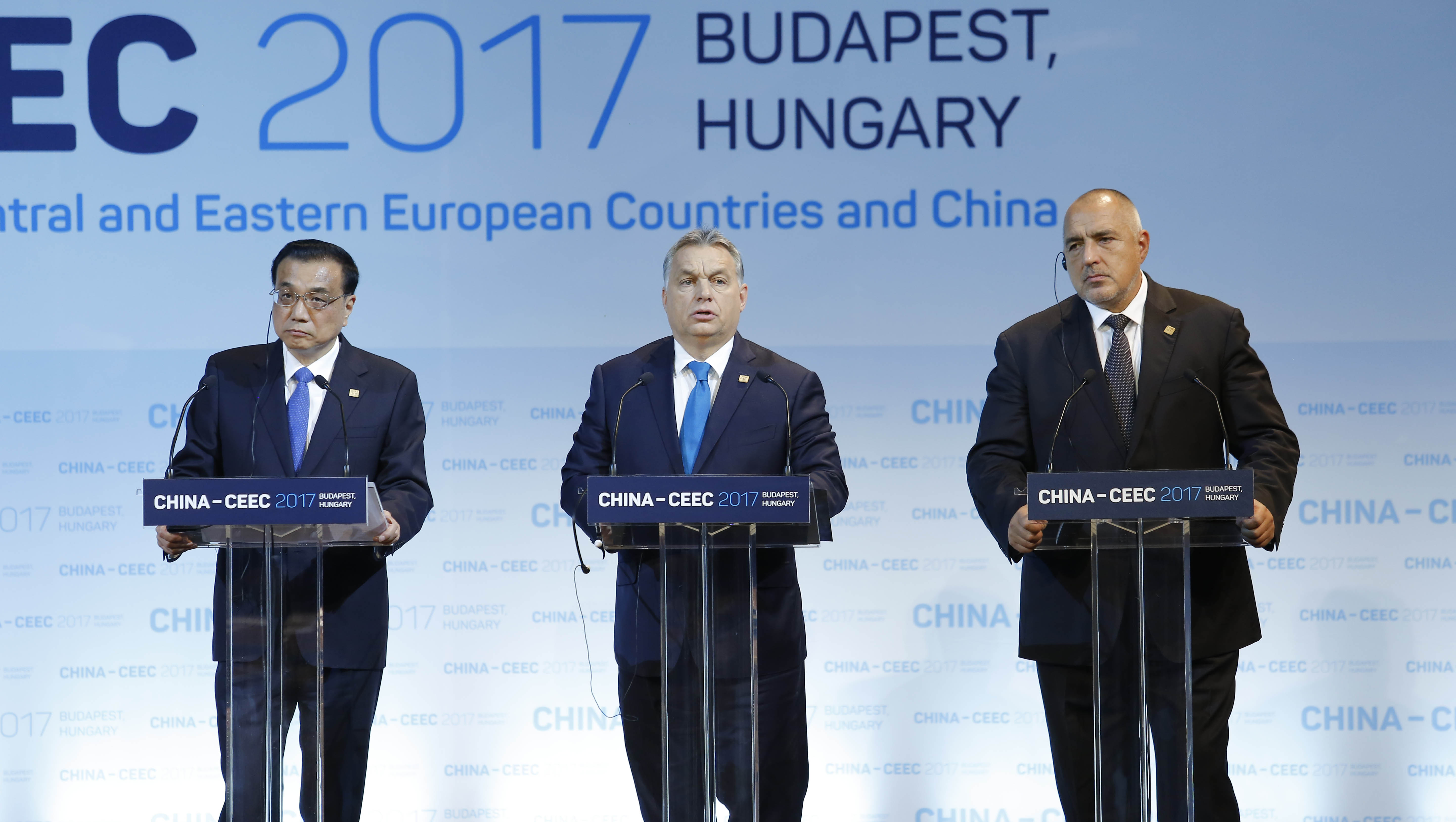 Ли Къцян, Виктор Орбан и Бойко Борисов на срещата на върха Източна Европа - Китай