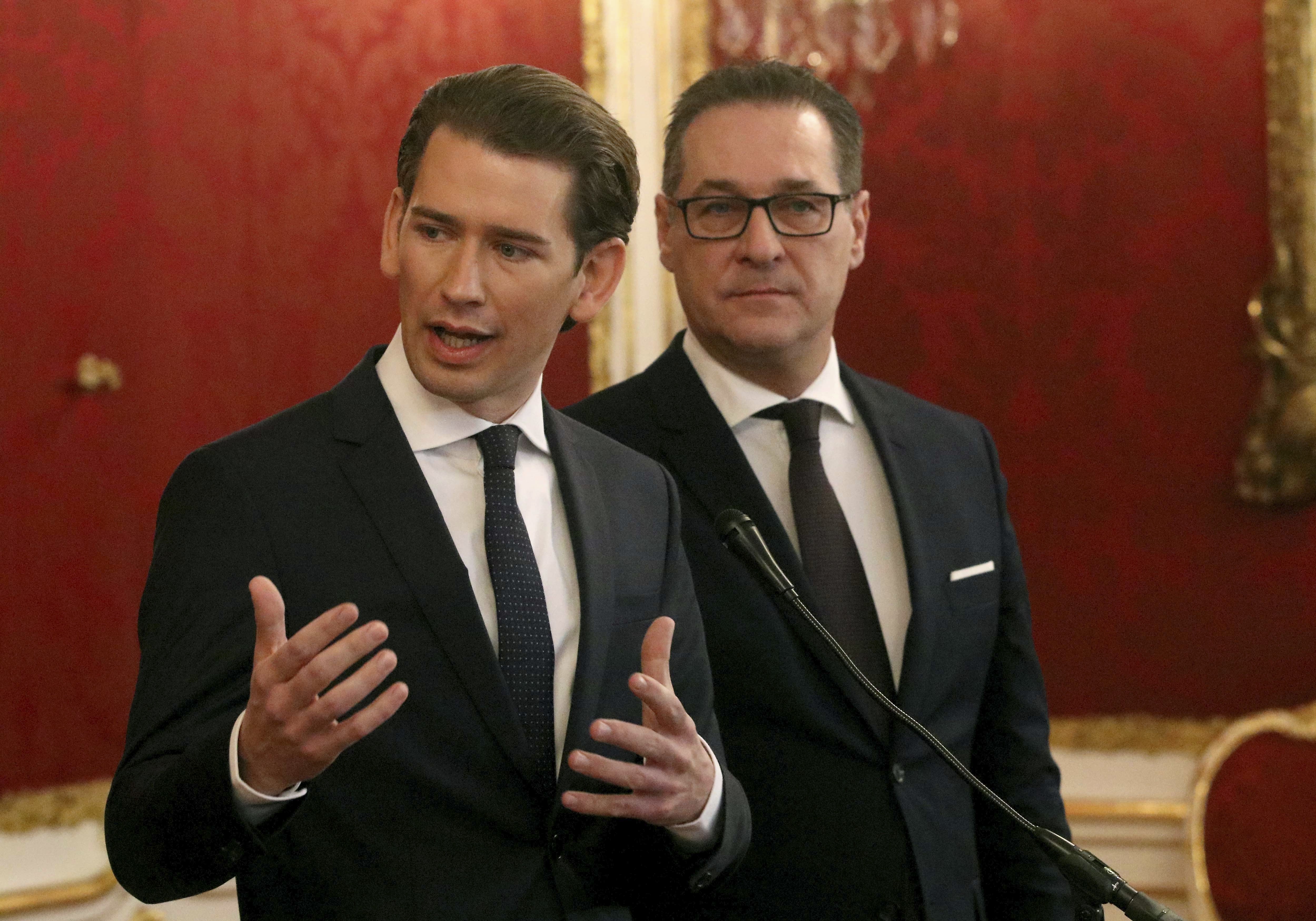 Австрийският канцлер Себастиан Курц и вицеканцлерът Хайнц-Кристиан Щрахе
