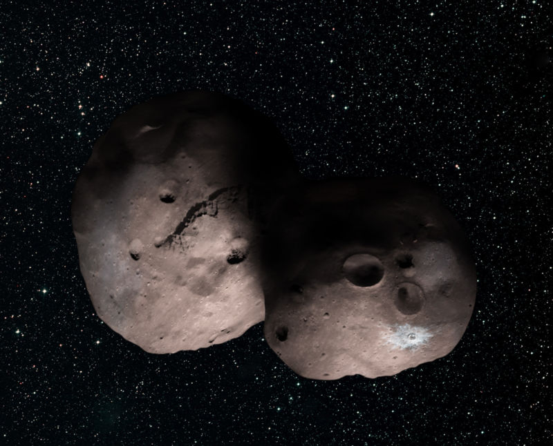 2014 MU69 може да представлява два слепнали се блока, от първичната материя, изградила планетите в Слънчевата система.