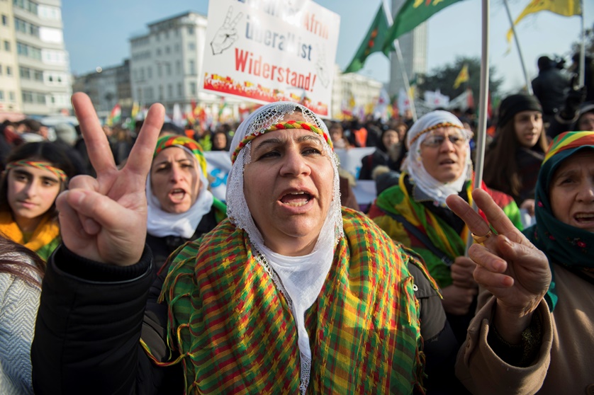 Протест на хиляди кюрдски имигранти срещу турската операция в Африн