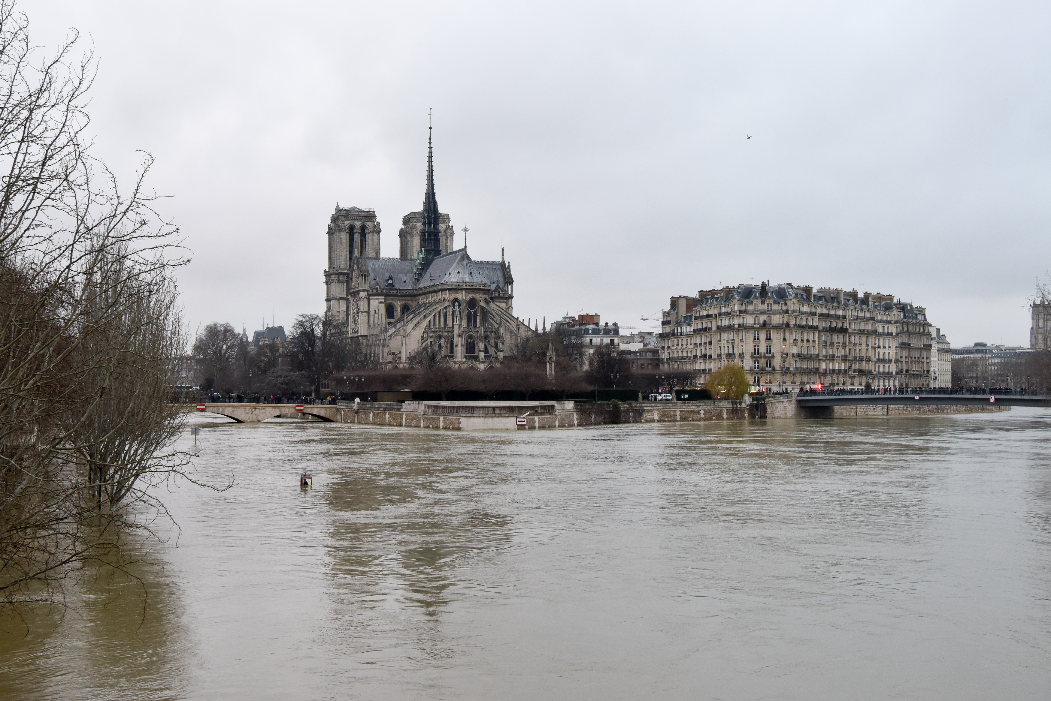 Водите на река Сено до Нотр Дам в Париж