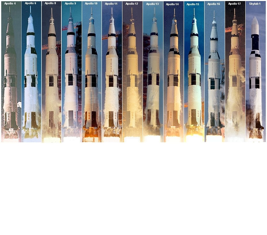 Всички изстреляни ракети Saturn V