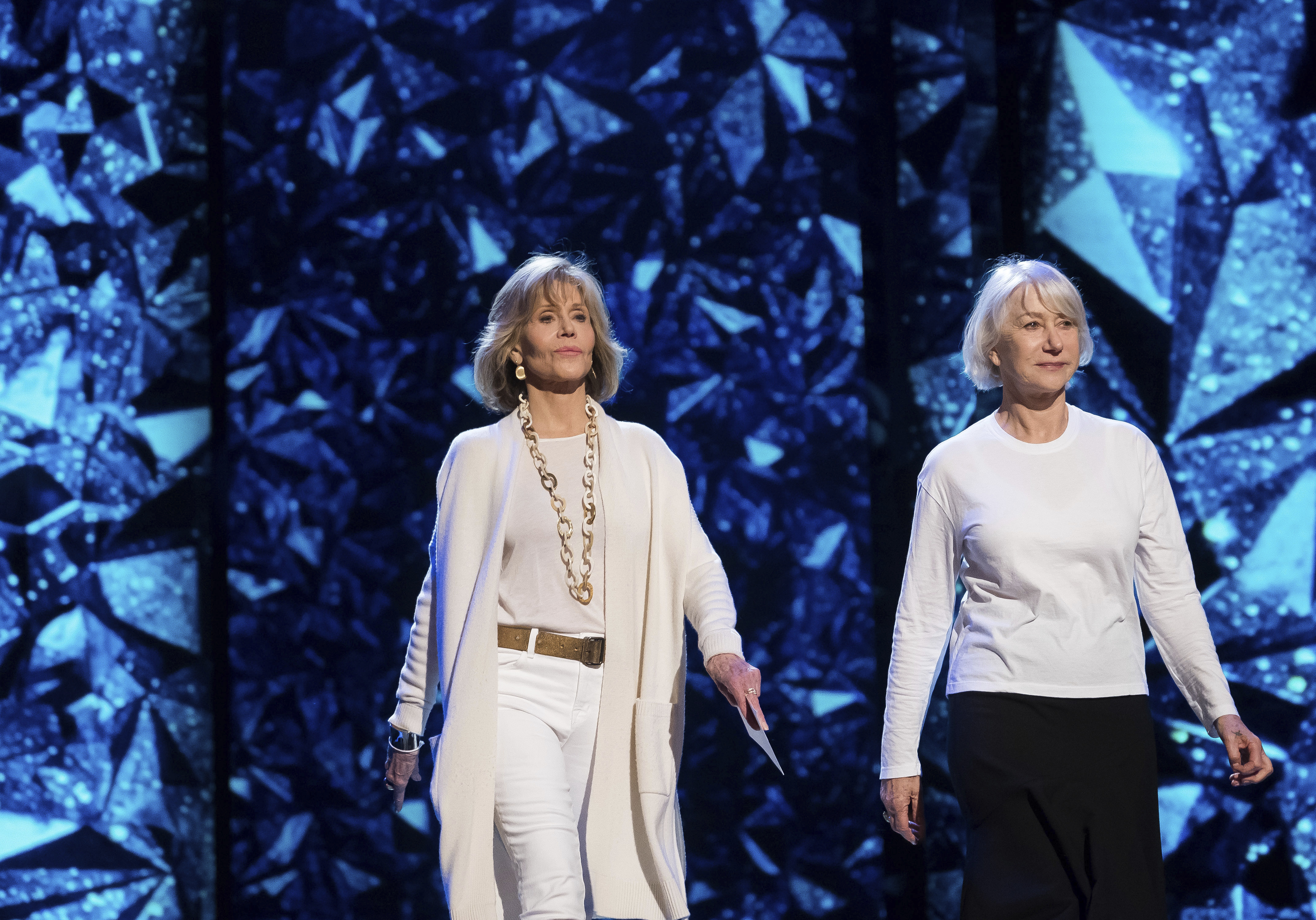 Джейн Фонда и Хелън Мирън на репетицията за Оскарите