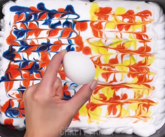 Как да боядисаме яйцата с пяна за бръснене