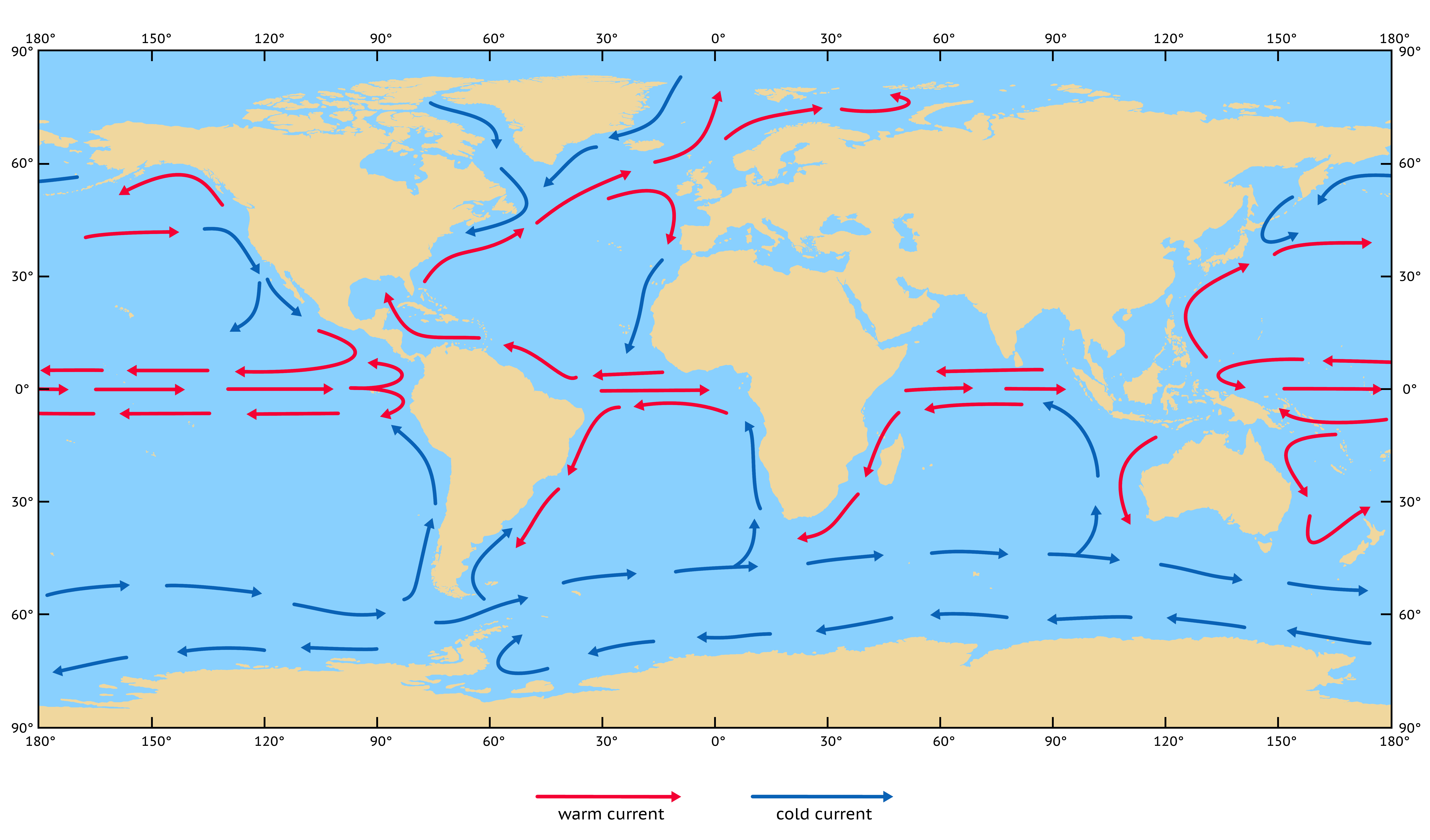 10 холодных течений. Карта течений мирового океана. Схема - карта течений мирового океана. Течение Гольфстрим на карте мирового океана. Карта холодных течений мирового океана.