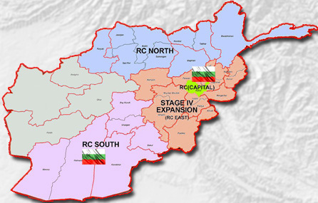 Карта на военната мисия в Афганистан