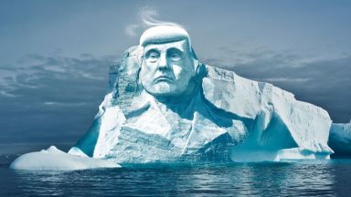 Изсичат главата на Тръмп върху айсберг