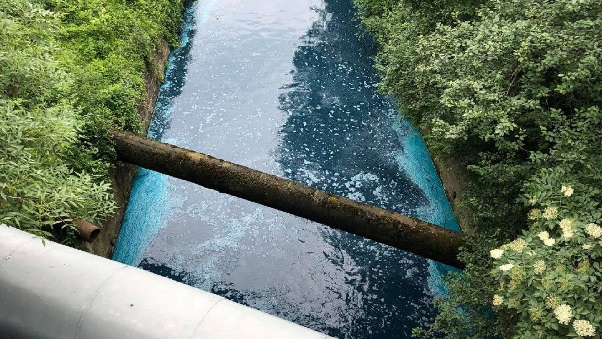 Слатинска река потече в синьо, никой не знае защо