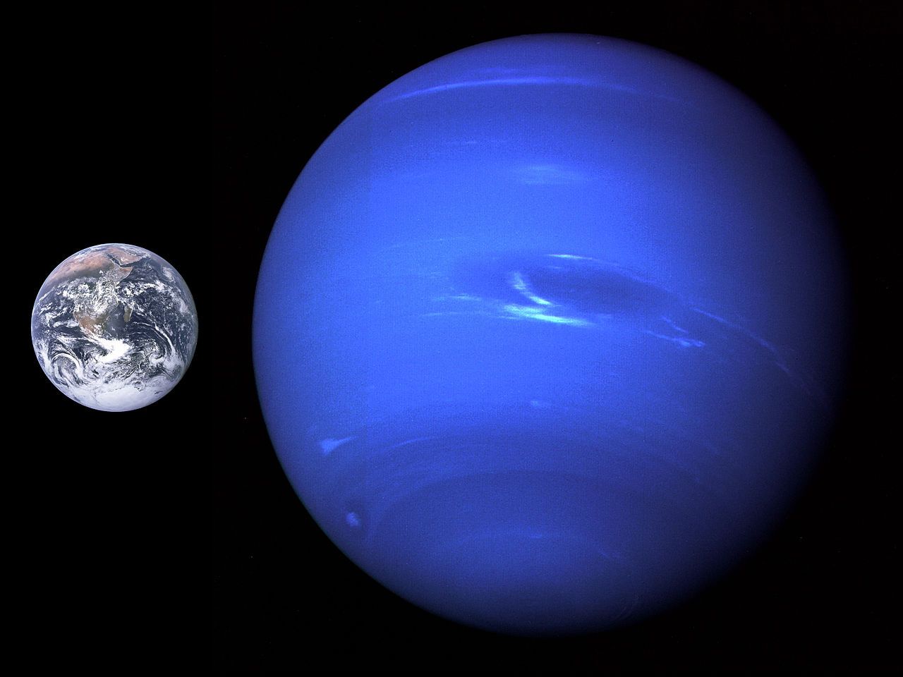 Нептун, сравнен със Земята