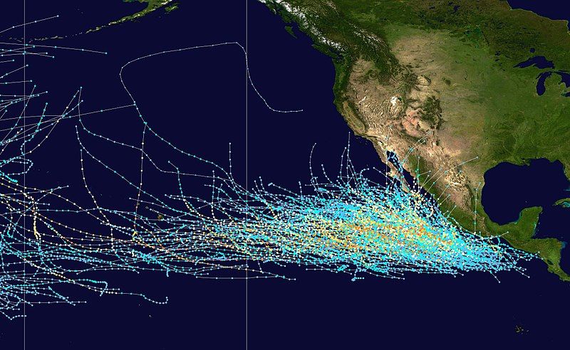 Предпочитани траектории на тропическите циклони в Източния Пасифик